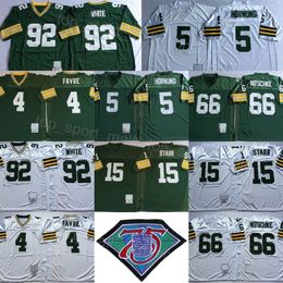 Vintage Football 4 Brett Favre Jersey 15 Bart Starr 66 Ray Nitschke 92 Reggie White 5 Paul Hornung 89 James Jones 18 Randall Cobb Team Colour Green White Man Retro