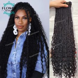 Bundles Bundles Braids Human Hair Weft Bundles 3 Bundles Box Braids Hair With Curls Weave Bundles Double Weft for Balck Women Natural