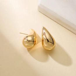 Gold Plated Tear Drop 14k Yellow Gold Earrings Dupes for Women Lightweight Smooth Metal Waterdrop Hoop Earrings Luxury Trendy Jewellery Party Gift