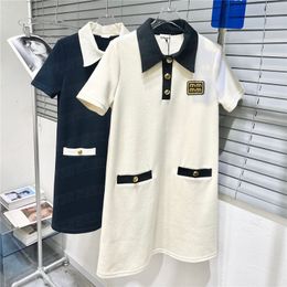 Letter Embroidery Polo Shirt Dresses For Women High Grade Ladies Skirts Clothes Summer Short Sleeve Casual Dress