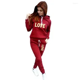 Women's Two Piece Pants Fashion Hoodies Tracksuits LOVE Classic Logo Printed Sweatshirts Long 2 Pcs Sets Hooded Sportswear Outfits