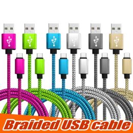 Braided USB Cable Type C Cord 1M 2M 3M Data Sync Charging Cable USB High Speed Durable For Android iOS Cellphone in OPP Bag ZZ