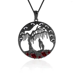 Chains Abiding Custom Fine Jewellery 925 Sterling Silver Pendant Halloween Jewellery Natural Red Garnet Stone Necklace