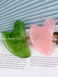 Face Massager Natural Jadeite Guasha Massage Board Rose Quartz Guasha Board Jadeite Facial Massage Scraper Facial Neck and Back Massage Tool 240321