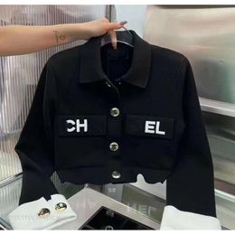 Chanells Shoe Chanei Designer Women's Polo Neck Jacket Temperament Jacket Fashionable Long Sleeved Black And White Chanei Jacket 815