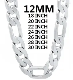 Chains SAIYE 925 Stamped Silver Colour Necklace For Men Classic 12MM Cuban Chain 18-30 Inch Charm High Quality Fashion Jewellery Wedding