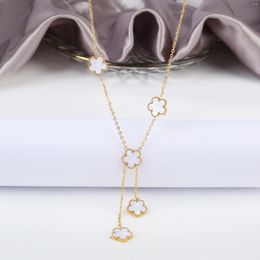 Chains INS Selling Acrylic Five Leaf Flower Adjustable Woman Drop Necklace Classic For Party Clover Jewellery Gift
