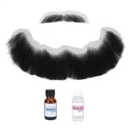 Aftershave Moustache Men Makeup Real Natural Fake Beard Reusable with 15ml Glue 30ml Glue Remover for Performance for Men for Home