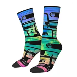 Men's Socks Vintage Stereo Tapes BACK TO THE 90S Unisex Street Style Seamless Printed Crazy Crew Sock Gift