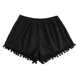 Women's Shorts Thin Beach Stylish With Plush Ball Decor High Elastic Waist Quick Dry Bikini Cover-up For Summer