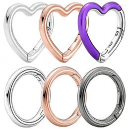 Loose Gemstones Original Rose Me Styling Bright Purple Heart & Round Connector Charm 925 Sterling Silver Bead Fit Europe Bracelet Diy
