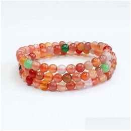 Beaded Strand Natural Yanyuan Agate Mti-Circle Bracelet Colorf Candy Necklace Jewelry Drop Delivery Bracelets Dhxjh