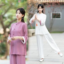 Ethnic Clothing 2024 Chinese Tai Chi Martial Arts Tops Pants Set Taiji Wushu Wing Chun Uniform Morning Exercise Outdoor Walking