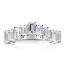 Cluster Rings 2024 European And American Cross Border 3 5 Rectangular Full Diamond Row Ring Lazada Product