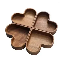 Plates Stackable Wooden Tray Rustic Wood Snack Holder Heart-shaped Set For Dining Table Multi-purpose