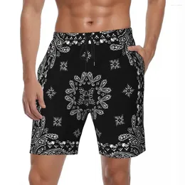 Men's Shorts Summer Board Men Floral Paisley Surfing Black Retro Design Beach Short Pants Casual Quick Dry Trunks Plus Size 3XL