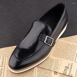 900 Casual Shoes Man Cow Leather Loafer Mens Monk Strap Buckles Dress Mocassin Dr 75701