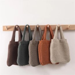 Shopping Bags Wool Knitted Shoulder Bag For Women Vintage Fashion Cotton Cloth Girls Tote Shopper Large Female Handbag