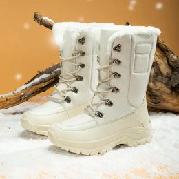 Boots Outdoor Women's Boots Warmest Faux Fur Snow Boots Winter High Top Boots Female Women Shoes Fashion Luxury Lace Up Platform Shoes