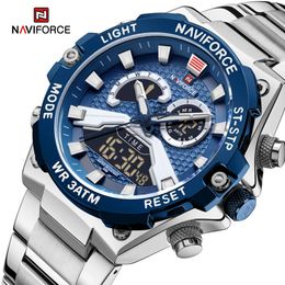 NAVIFORCE Watches Men New Top Sport Quartz Luminous Dual Display Digital Chronograph Wristwatches Waterproof Male Watch