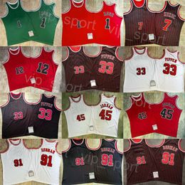 Maglia da basket retrò autentica Derrick Rose Jersey 1 uomo 1990 1995 1996 Vintage Scottie Pippen 33 Dennis Rodman 91 Toni Kukoc 7 Ritorno al passato 1997 1998 2008 2009 Maglia