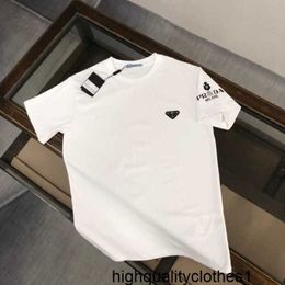 Designer Pra Home Correct Edition White Short sleeved T-shirt for Men's 2024 New Summer Fashion Brand American Fashion Pure Cotton Shirt VGQN