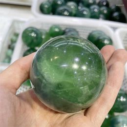 Decorative Figurines Natural Crystals Quartz Green Fluorite Sphere Energy Ball Reiki Stones Room Home Office Aquarium Decoration Accessories