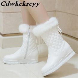 Boots Promotional winter New style white Snow boots Internal increase Cashmere Keep warm Rabbit's hair Flat bottom Student Women Boots