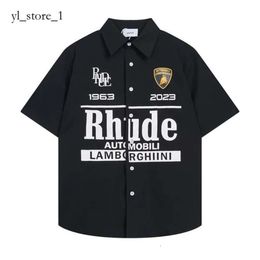 23SS Camicia classica Rhude Estate Tessuto pesante Coppia Stilista di marca Polo Camicie Maglietta da uomo Po per uomo Nuovo stile Polo di alta qualità Taglia USA 6666