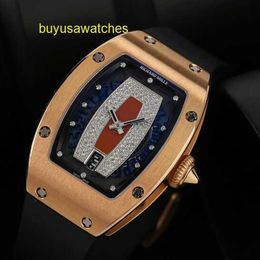 Moissanite Pilot Wristwatch RM Wrist Watch RM007 Series 31*45mm Original Diamond 18K Rose Gold RM007 Original Diamond Red Lip