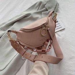 Totes 2024 In Messenger Bag Women Hobos Letter Chains Single Shoulder Chest PU Leather Handbag Wide Straps Day Clutches F-641