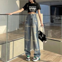 Women's Jeans Spring And Autumn 2024 Embroidery American Trend High Womens Stretch Straight Leg Pants 18 Tall Mod Mom