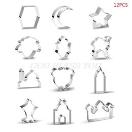 12Pcs Eid Mubarak&Ramadan Cookie Cutters DIY Moon Star Biscuit Cutters Cake Mould Baking Tools Ramadan Kareem Party Decor T200703305b