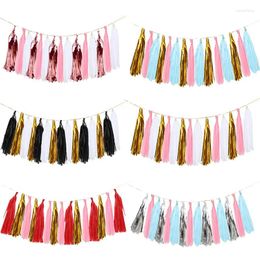 Party Decoration 15pcs/bag 14''paper Banner Mixed Rose Gold Paper/Foil Tassel Garland For Wedding Kids Birthday Decor Baby Shower Supplies