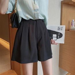Women's Shorts Wide Short Pants For Woman To Wear With Waist Pocket Baggy Black Loose In Streetwear Offer