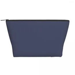 Cosmetic Bags Colour Navy Blue Trapezoidal Portable Makeup Daily Storage Bag Case For Travel Toiletry Jewellery