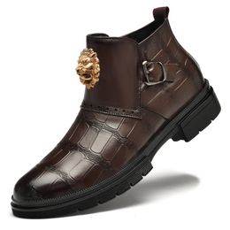 s Business Men Ankle Alligator Print Dress Shoes Plus Size Leather Suede Lining Casual Boots A Buine Dre Shoe Plu Caual Boot