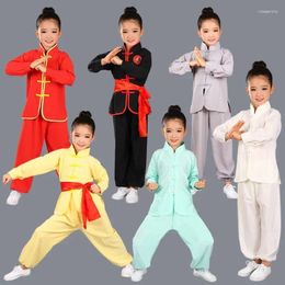 Ethnic Clothing Kid Men Women Chinese Traditional KungFu Uniform For Boys Girls Wushu Costume Suit Set Tai Chi Folk Performance Stage Outfit