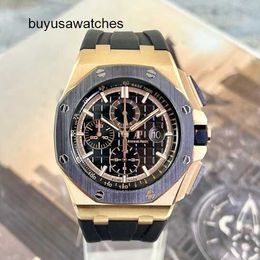 Popular Luxury AP Wrist Watch Royal Oak Offshore Series 44mm Diameter 18k Rose Gold Ceramic Outer Ring Automatic Mechanical Mens Watch Luxury Watch 26401ROOO