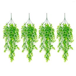 Decorative Flowers Artificial Hanging Plants 4pcs Fake Plant Outdoor Plastic Faux For Home Office