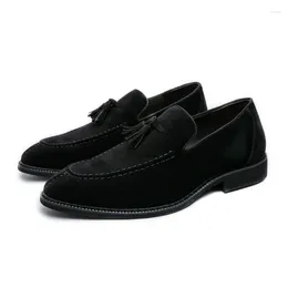 Casual Shoes Men Leather Moccasins Tassel Pointed Men's Loafers Vintage Slip-on Social Dress Shoe Slip On