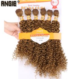 Pack Pack Pack ANGIE Golden Color Synthetic Hair Bundles Afro Kinky Curly Wave Hair Pure Color Fiber Hair Weaving
