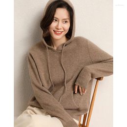 Women's Hoodies Autumn And Winter Cashmere Sweater Hooded Loose Solid Colour Versatile Pocket Knitted Hoodie