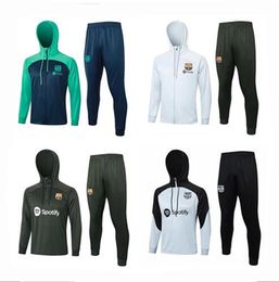 hooded Barcelona 23 24 Half Zipper Jacket Football TRACKSUIT training suit MEN soccer chandal ANSU FATI MEMPHIS chandal jogging Survetement