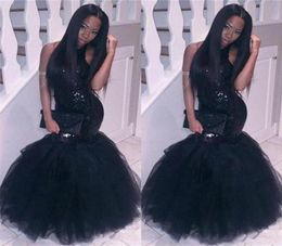 2019 Elegant Black Girl Mermaid African Prom Dresses Evening wear Plus Size Long Sequined Sexy Backless Gowns Cheap Party Homecomi5760503