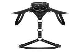 Bras Sets Men Faux Leather Harness Belt Metal Rings Male Halter Body Chest Punk Gothic Crop Top Sexy Bondage Rave CostumeBras5279101