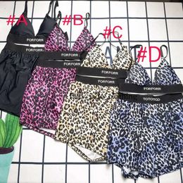 Letters Webbing Women Bralette Pants Sexy Leopard Shorts Set Summer Fashion Sling Beach Tops Letter Swimsuit Two-piece Set Luxury Swimsuit Beach Swimsuit Sexy 3325