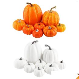 Party Decoration 8X Artificial Pumpkins Autumn Vase Filler Fall Crafts Large Mini Foam For Halloween Fireplace Garden Holiday Drop Del Otpgi