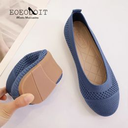 Flats Larger Size 42 Flats Women Dressy Comfortable Knit Ballet Flat Shoes Casual Shoes Walking Flats Round Toe Office Shoes Moccasins