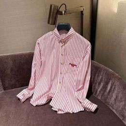 spring women shirt designer shirts womens fashion letter embroidered blouse pink white striped cardigan coat tops size S-L